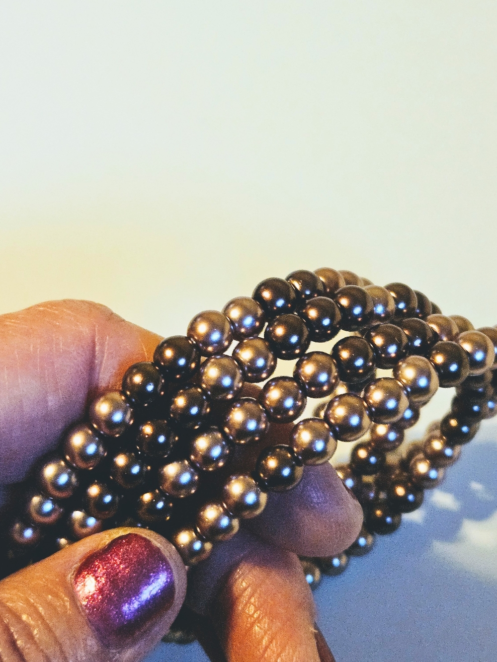Multi-Strand Metallic Pearl Bracelet - Bronze Tone